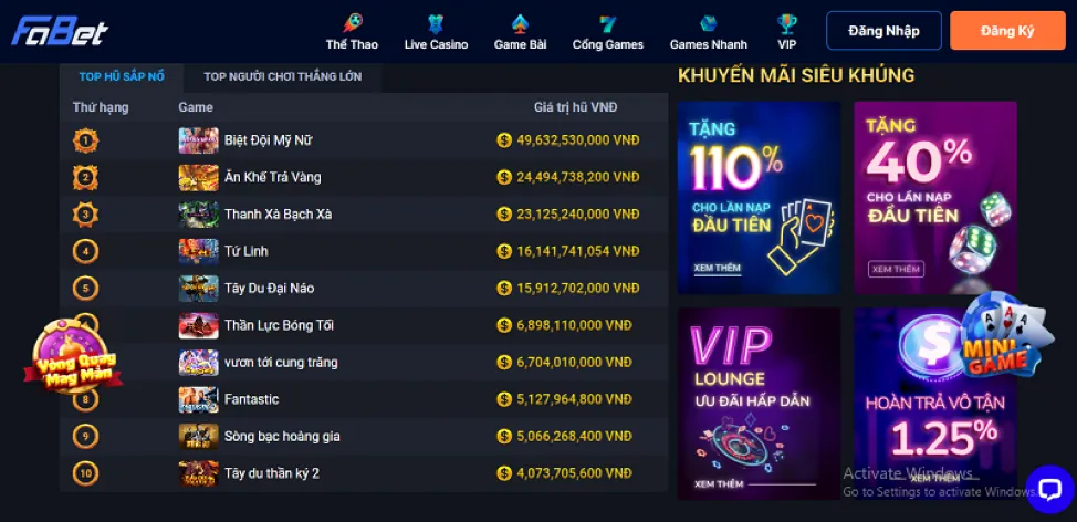 Các cấp độ VIP và yêu cầu